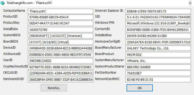 tool change info pc